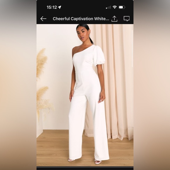 Cheerful Captivation White One-Shoulder Wide-Leg Jumpsuit - Picture 1 of 5